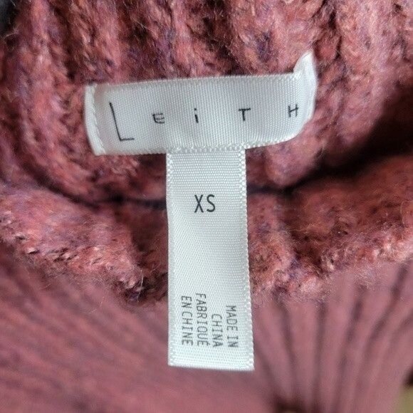 Leith Womens Ribbed Knit Mock Sweater Pullover XS Chunky Pink Rose - Picture 6 of 7